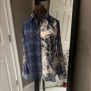 Rose & Olive Dual Pattern Blue and White Shirt